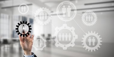 Ekip çalışması kavramı ve işadamı jest elega içinde seçme