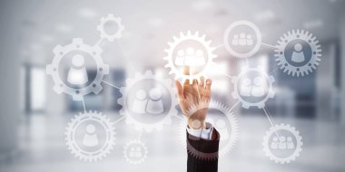 Ekip çalışması kavramı ve işadamı jest elega içinde seçme