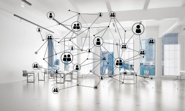 Etkili modern iş için ağ ve kablosuz bağlantı kavramı