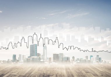 Modern iş yaşamı c olarak şehir merkezi görünümü ile arka plan görüntüsü