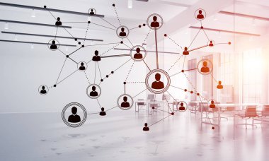 Etkili modern iş için ağ ve kablosuz bağlantı kavramı