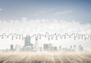 Modern iş yaşamı c olarak şehir merkezi görünümü ile arka plan görüntüsü