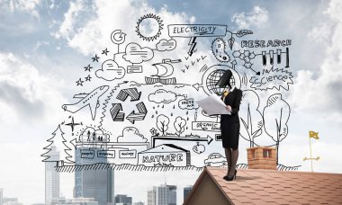 Kamera kafası ile ev güvenlik ve gizlilik koruma kavramı