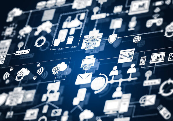 Technology background image with media interface as connection a