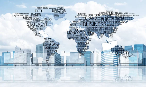 Koncept för global kommunikation och nätverkande med världskarta OV — Stockfoto