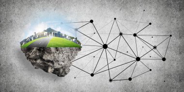 Modern ağ teknolojileri ve eko yeşil inşaat kavramı