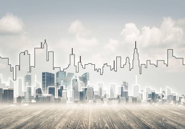 Modern iş yaşamı c olarak şehir merkezi görünümü ile arka plan görüntüsü