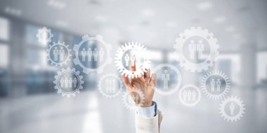 Ekip çalışması kavramı ve işadamı jest elega içinde seçme