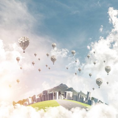 Zarif iş merkezi üzerinde beyaz cl olarak eko yeşil hayat kavramı