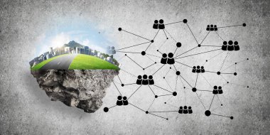 Modern ağ teknolojileri ve eko yeşil inşaat kavramı