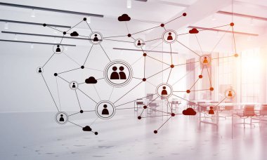 Etkili modern iş için ağ ve kablosuz bağlantı kavramı