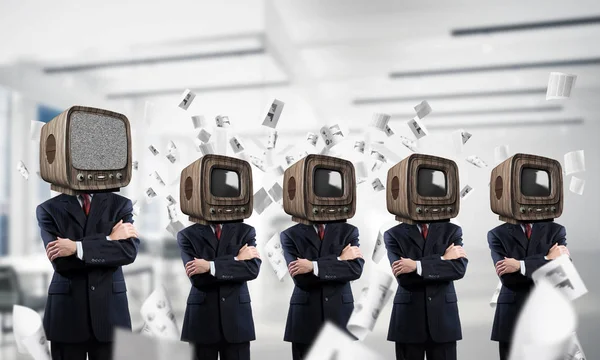 Television addiction of business people. — Stock Photo, Image