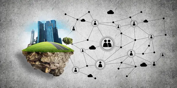 Modern ağ teknolojileri ve eko yeşil inşaat kavramı