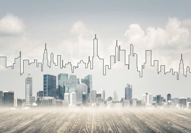 Modern iş yaşamı c olarak şehir merkezi görünümü ile arka plan görüntüsü