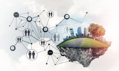 Modern ağ teknolojileri ve eko yeşil yazılımlar kavramı