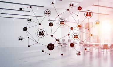 Etkili modern iş için ağ ve kablosuz bağlantı kavramı