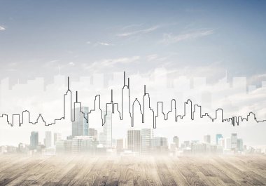 Modern iş yaşamı c olarak şehir merkezi görünümü ile arka plan görüntüsü