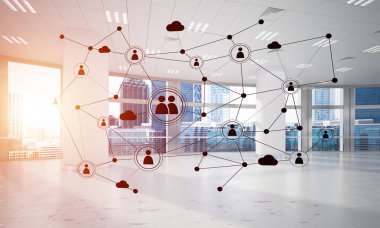 Etkili modern iş için ağ ve kablosuz bağlantı kavramı