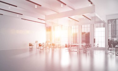 Ofis iç tasarımı pencere renginde ve ışık huzmelerinde