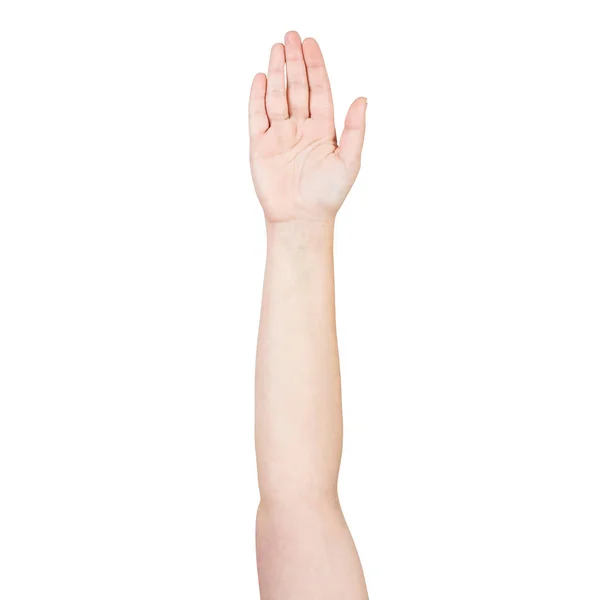 Mano donna mostrando gesto palmo aperto — Foto Stock