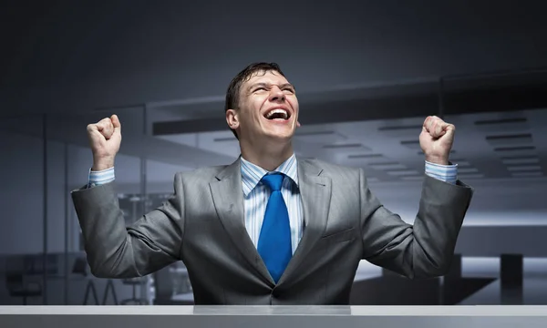 Glücklich Aufgeregten Geschäftsmann Feiert Den Sieg Der Wirtschaft Unternehmer Fühlen — Stockfoto