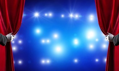 Bokeh perde arkasında ışıkları ve el açma