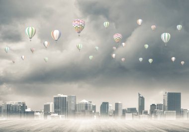 Şehir üzerinde uçan aerostats ile hava kirliliği kavramı kavramı