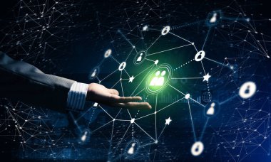 Karanlık arka planda modern kablosuz teknolojileri iletişim ve ağ olarak sunmak