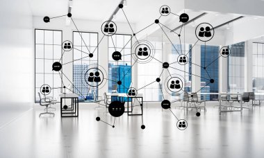 Etkili modern iş için ağ ve kablosuz bağlantı kavramı