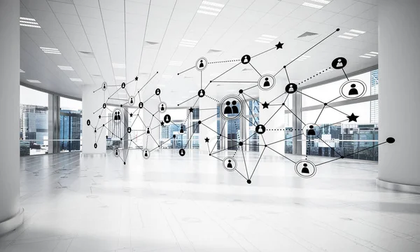Nätverk och trådlös anslutning som koncept för effektiv modern affärsverksamhet — Stockfoto