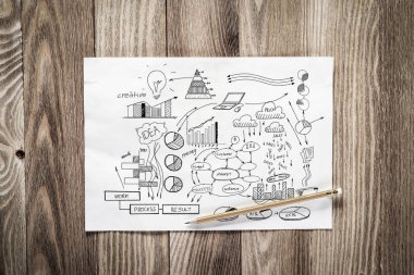 Finansal grafikler ve grafikler kalem el çizilmiş