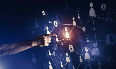 Karanlık arka planda iletişim ve ağ kurmak için modern kablosuz teknolojiler yaratmak