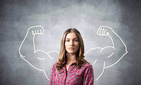 Young Woman Having Serious Calm Face Caucasian Brown Haired Girl — Stock Photo, Image