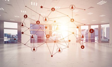 Etkili modern iş için ağ ve kablosuz bağlantı kavramı
