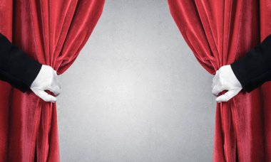 Perde arkasında beton duvar ve el açma