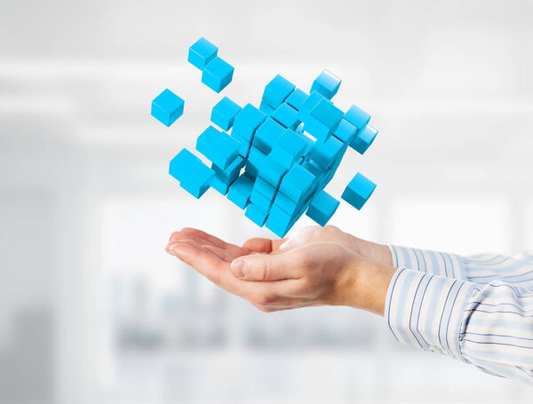 Концепция интеграции технологий и инноваций представлена кубическим рисунком. Смешанные медиа