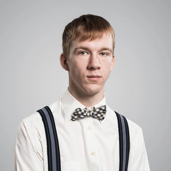 Boy Having Serious Calm Face Caucasian Redhead Student Has Confident — Stock Photo, Image