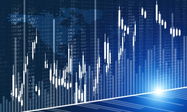 Koncepcja finansowa i technologiczna z wykresów i wykresów na niebieskim tle — Zdjęcie stockowe