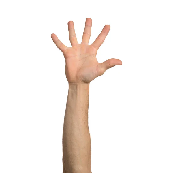 Hombre adulto mano mostrando gesto dedos extendidos — Foto de Stock