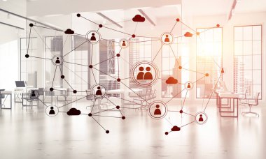 Etkili modern iş için ağ ve kablosuz bağlantı kavramı