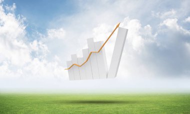 Yeşil çayır üzerinde büyüyen finansal grafik