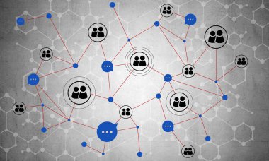 Çimento arka planına ağ oluşturma fikri olarak çizgiler ve noktalar