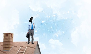 Kamera başlıklı adamla güvenlik ve gizlilik koruması kavramı