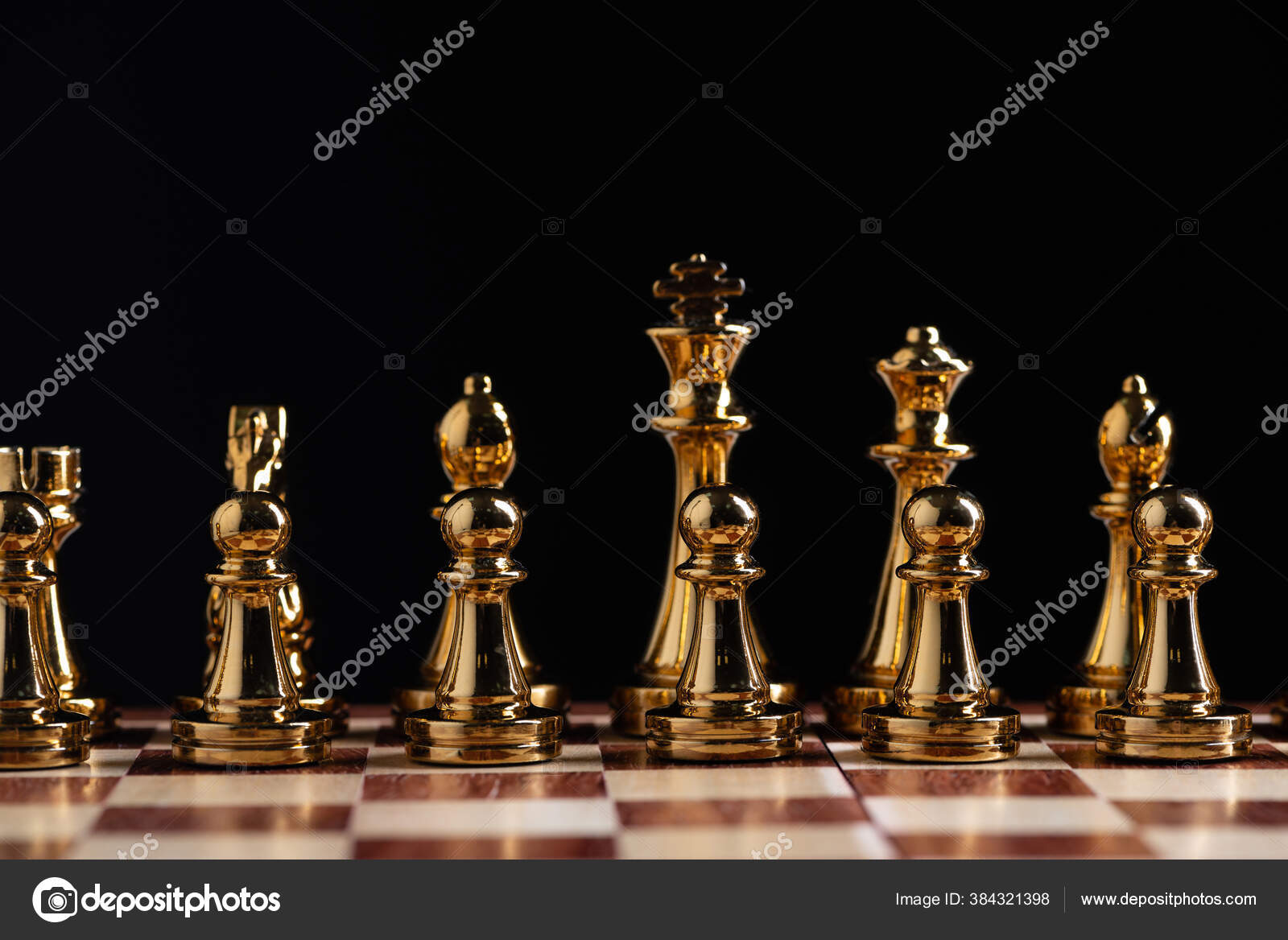 King chess standing on chess board. Business planning, strategy