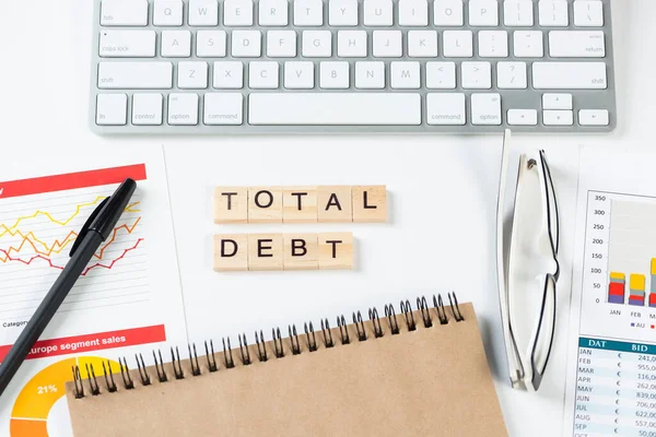 Total debt concept with letters on cubes — Stock Photo, Image