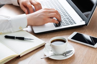 Dizüstü bilgisayarda çalışan iş adamı