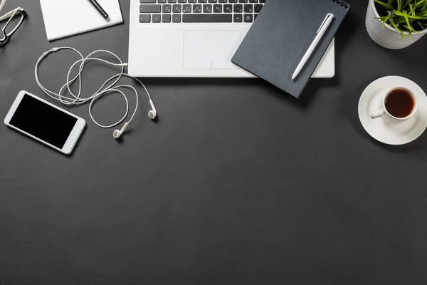 Top view of office workplace with laptop computer — Stock Photo, Image