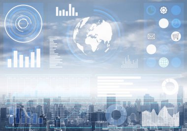 Şehir manzarasının arka planına ilişkin borsa verileri