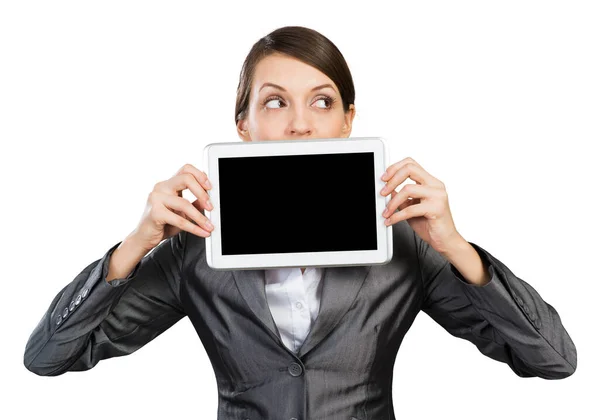 Businesswoman with tablet computer looking away — Stock Photo, Image