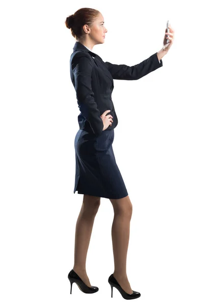 Young beautiful woman taking selfie photo — Stock Photo, Image